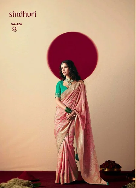 Light Pink Colour Devika Silk By Kimora Pure Viscose Dola Silk Saree Sa-424